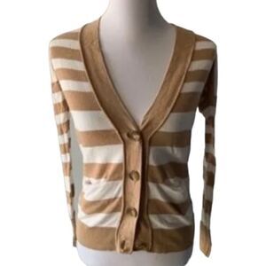 Ann Taylor Loft Brown/White Cardigan size XS